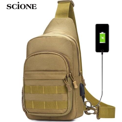 USB Charging Chest Bag Hiking Bag Military Tactical Men Army Bags Shoulder Sling Fishing Travel Camping Hunting Bag Bags XA288A