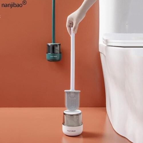 Wall-Mounted Silicone Toilet Brush Long-Handled No Dead Ends Cleaning Brush Household Cleaning Artifact Bathroom Accessories Set