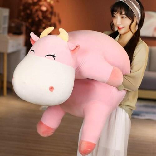 New Style Cute Cow Plush Toys Kawaii Soft Down Cotton Stuffed Animal Pillow Cushion Cattle Doll Kids Baby Birthday Girl