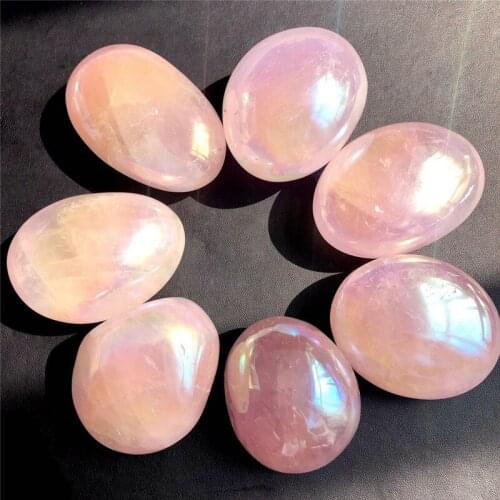 Aura Palm Stone Natural Rose Quartz Crystal Healing quartz Crystal Portable Lettering Reiki Chakra treatment Minerals stones