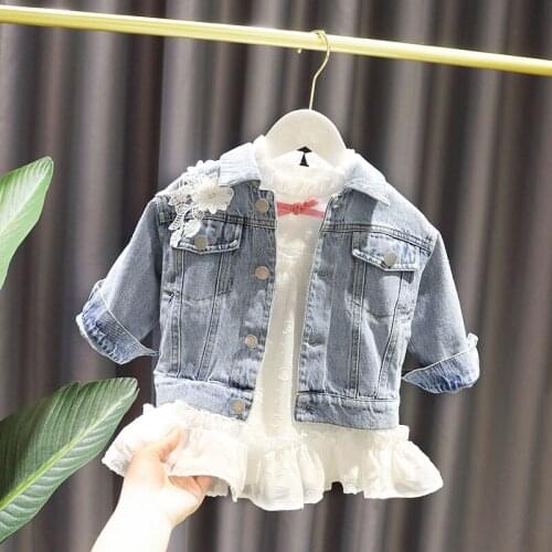 Childrens Jacket Girls Coat New Girl Baby Denim Jacket Windbreaker Kids Long-Sleeved Clothes