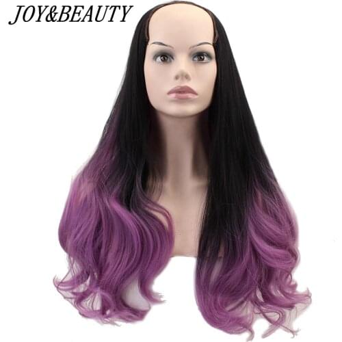 JOY&BEAUTY U Part Wigs 7 Clips In Long Wavy Hair Synthetic Wig 7 Color 28 Inch False Hair Cosplay Classic Wig For Women