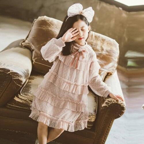 Girls dress spring and autumn dress new Korean version middle school childrens dress