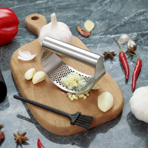 Stainless Steel Press Garlic Grinder Food Manual Pressing Slicer Kitchen Peeler Chopper Tool Kit