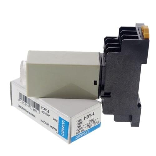 110V H3Y-4 Power On Time Delay Relay Solid-State Timer 30Min 4PDT 14Pin&Socket