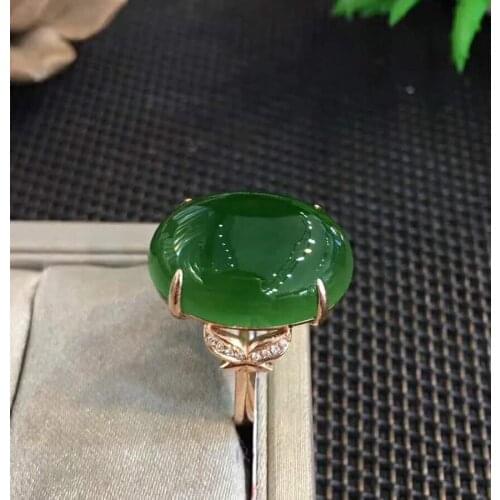 18K rose gold with diamonds set with top old ingredients spinach green and Tian Biyudan ringh77