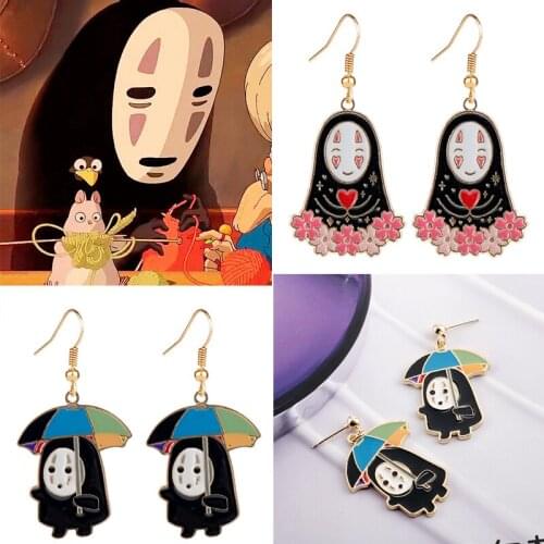 Spirited Away No Face Man Ghost Cute Earring For Women Japan Anime Pendant Alloy Cartoon Jewelry Earring Girl Halloween Gift