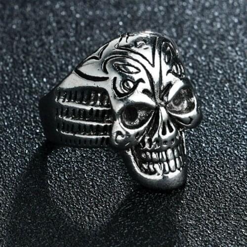 Dedicated Skull Ring Biker Hiphop Rock Boy Men Ring Vintage Cool Man Punk Jewelry As Gift For Friend