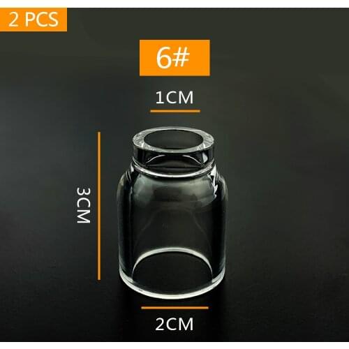 2pc Clear Pyrex #6 Welding Stubby Gas Lens Glass Cup For Tig WP-17/18/26 Torch