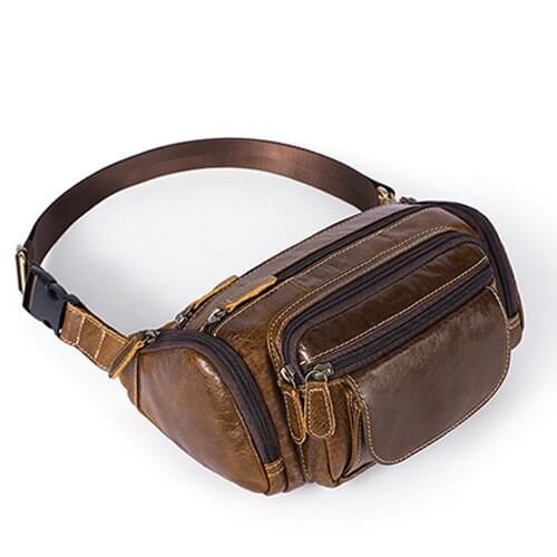 WESTAL genuine leather Travel Waist Pack Fanny Pack men Leather Belt Waist bags phone pack small chest messenger for man 8355