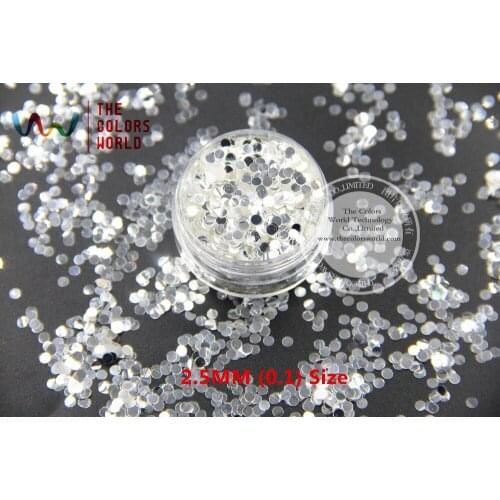 TCY001 Shinning white with silver colors Round Dot Shape 2.5MM Size glitter dust for nail Art or other DIY decoration