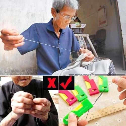 Random Color Elderly Convenient Automatic Sewing Needle Tool Threader Guide Thread P4Y7