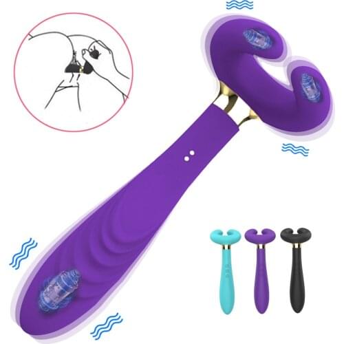 Double Penetration 3 Motors Dildo Vibrator for Couples Sex Toys for Women Men Penis Strap On Nipple Clit Vagina Plug AV Vibrator