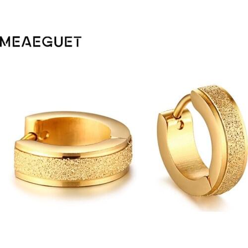 Vintage Loop Stud Earring For Women Girls Matt Polished Stainless Steel Brincos Oorbellen Female Puck Jewelry