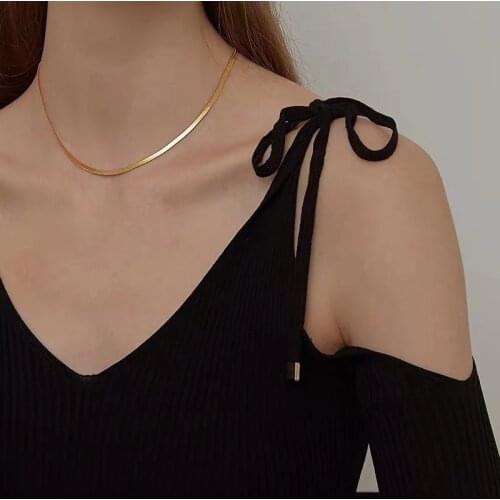 YUN RUO 2021 18 K Gold Plating Snake Chain Choker Necklace Fashion 316 L Titanium Steel Jewelry Woman Birthday Gift Never Fade