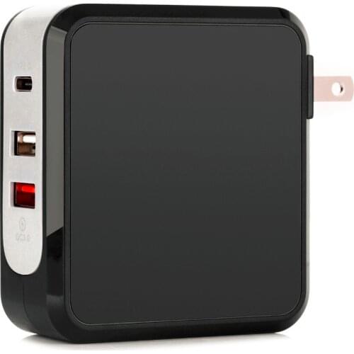 Moveski ICH-24 USB Wall Charger 43W 3-Port USB Plug with Quick Charger 3.0 USB C Charger Foldable Plug for IOS Android