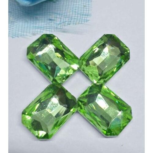 Light green Rectangular Crystal Glass Sewing Rhinestones Pointback DIY Wedding Dress 4*6 6*8 8*10 10*14 13*18 18*25