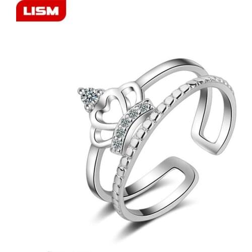 New Fashion Silver Plated Ring Luxury CZ Zircon Diamant Crown Silver Rose Gold Wedding Party Rings for Women Finger Rings