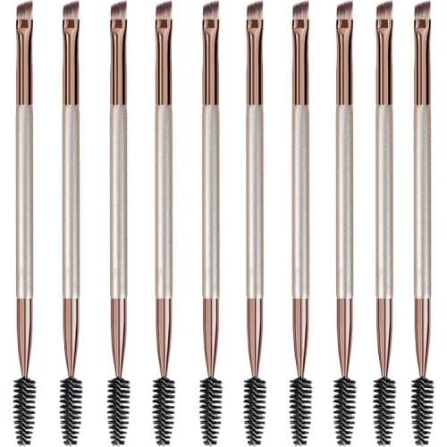 10PCS Eyebrow Makeup Brush Eyeshadow Edge Eyeliner Brush Mascara Wands Bamboo pensule Lashes accessories Eyelash Extension tools