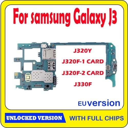 100% Unlocked Original Motherboard With Full Chips Android OS Logic board For Samsung Galaxy J3 J320F J320Y J330F Mainboard
