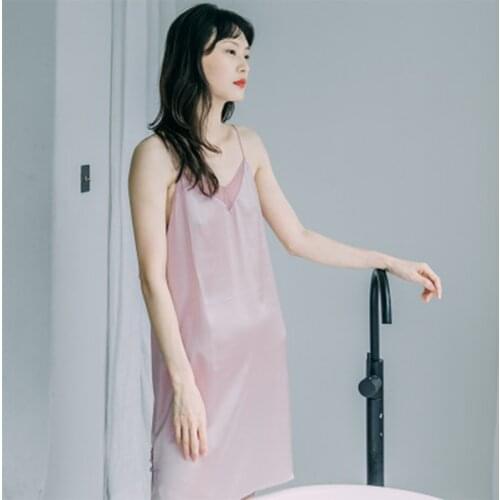 100 silk nightgown Ladies female summer V-neck Sex Spring 2020 summer nightdress new home service