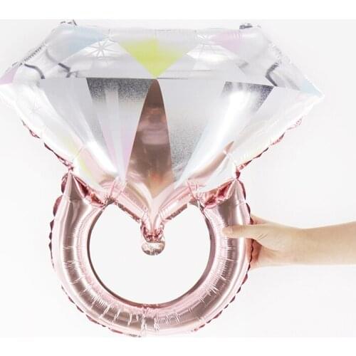 2Pcs Diamond Ring Foil Balloon Bride Ring Balloons for Wedding Gold Rose Gold Balloon Globos DIY Valentines Day Supply