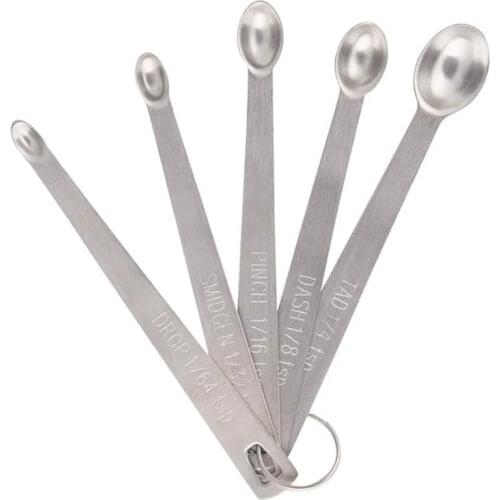 5pcs Small Measuring Spoons Stainless Steel Seasoning Dry and Liquid Ingredients Kitchen Mearure Tools