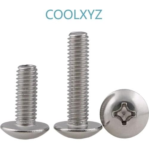 M6-M8 304 stainless steel large flat head machine wire large flat head machine screw TM cross-slot mushroom head screw 5Pcs