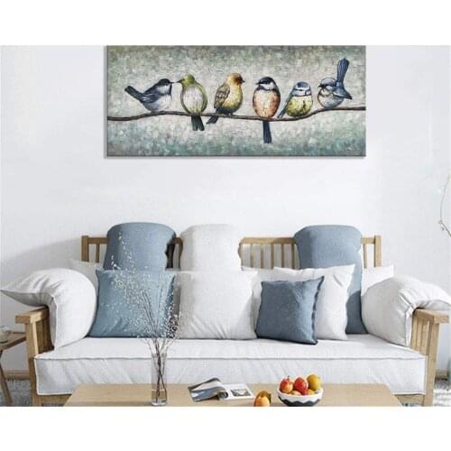 Hand Painted Bird Abstract Oil Painting Modern Canvas Animal Art For Living Room Bedroom Decor Handmade Birds Painting Wall Art