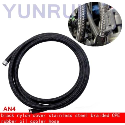 AN4 black nylon cover stainless steel braided cpe Oil Cooler Hose fuel line oil cooling hose AN oil hose