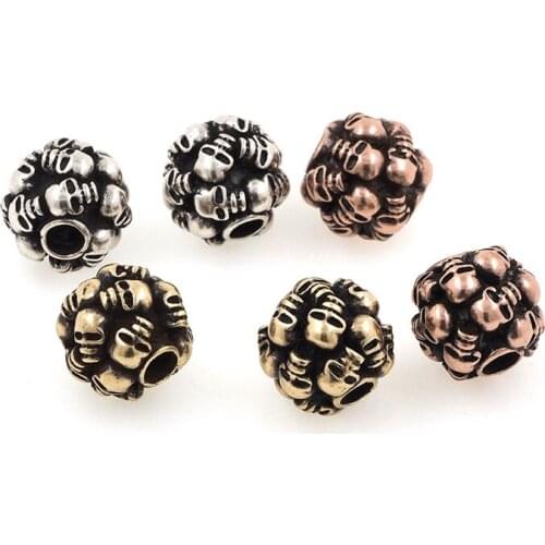 Skull Beads Antique Charm Suitable For Bracelet DIY Gold Vintage Big Hole Making Supplies