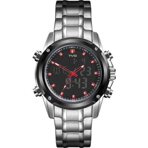 TVG Mens Watches Double display quartz movement Quartz Watch Men Sport Clock Digital LED Watch Military Wristwatch 526