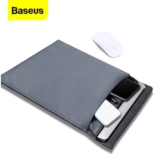Baseus Laptop Bag Case For Macbook Air Pro 13 14 15 15.6 16 Inch Mac PU Leather Sleeve Cover For Notebook Computer Coque Fundas