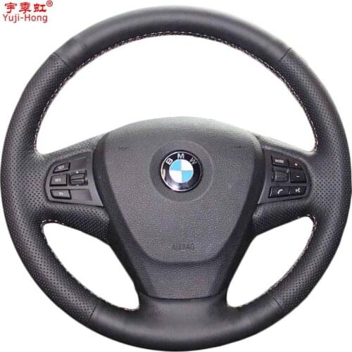 Yuji-Hong Artificial Leather Car Steering Wheel Covers Case for BMW X3 2014 xDrive20i X5 Hand-stitched Micro-fiber Leather Cover