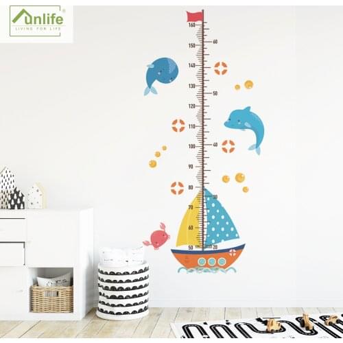 Funlife® Wallpaper Art Design Sailboat Height Chart Wall Decals Record Growth Wall Stickers Nursery Kids Living Room Decoration