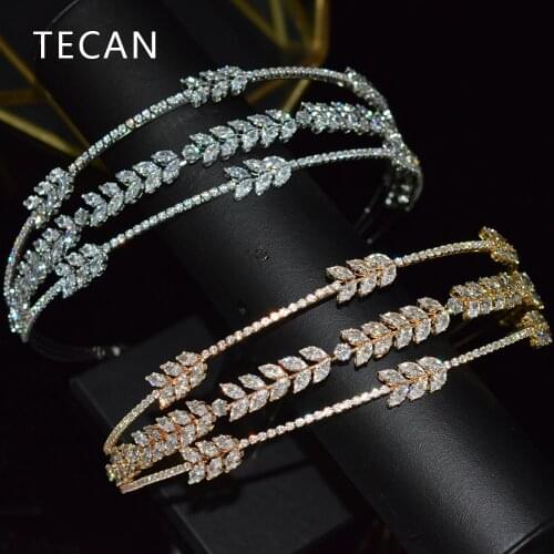 TECAN New CZ Headwear Headband Wheat ears Wedding Bridal Headwear Dress Headwear Tiaras Party Prom Headband Hair Accessories