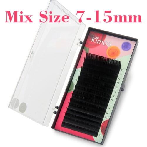 Kimcci 16Rows 7-15mm Mix Length Faux Eyelash Extension 3D Russian Volume False Mink Individual Eyelashes Makeup Eye Lashes Cilia