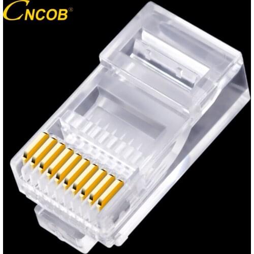 CNCOB 10P10C RJ48 RJ50 Cat5E UTP Ethernet Connector Pure Copper Chips Modular Crystal Plug 10-Pin Network Cable Connector 30pcs