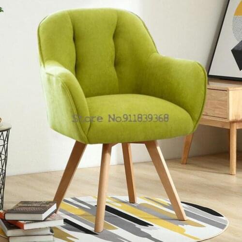 Nordic home swivel sofa chair leisure and comfortable sedentary computer chair single fabric solid wood simple study swivel chai