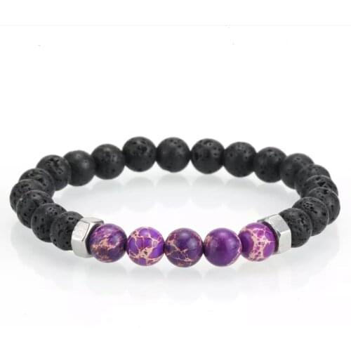 Fashion luxury charm does not show steel volcanic rock natural stone hand beaded bracelets for men and women