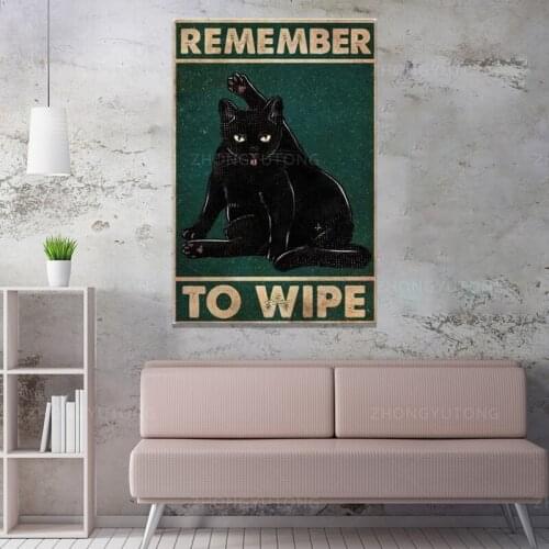 Remember To Wipe Canvas Poster - Bathroom Funny Vintage Bar Club Cafe Garage Wall Decor Farm Decor Art