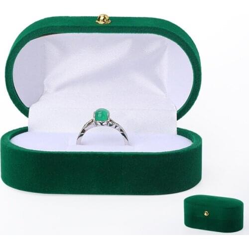 New Simple Oval Green Velet Wedding Rings Jewelry Box For Women Earring Necklace Storage Display Case Jewellery Holder For Lover