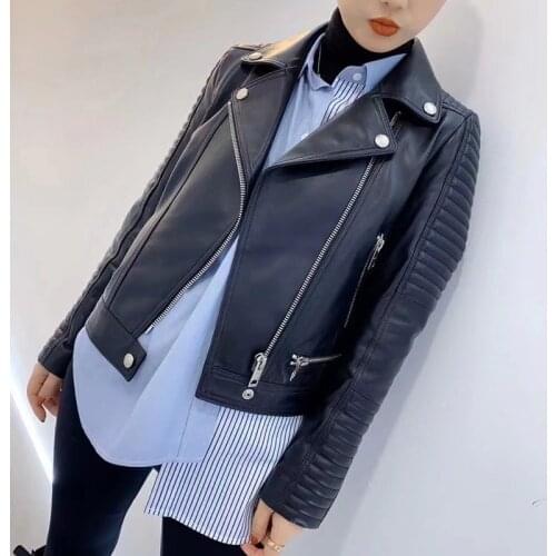 New Zealand Imports Sheepskin Coat Spring Women Short Length Locomotive Model Fashion Jacket Female Long Sleeves
