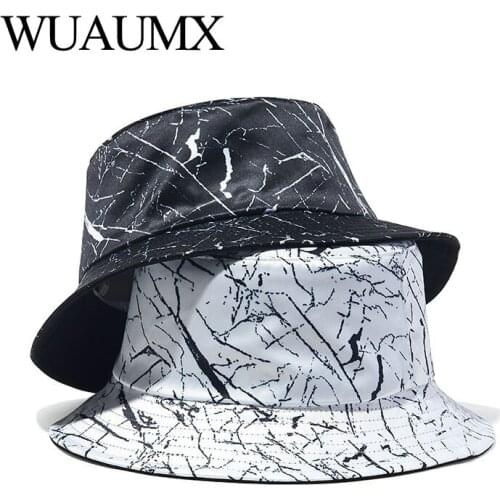 Wuaumx Summer Bucket Hat Women Black White Mens Fisherman Hats Packable Reversible Sun Hats Hiking Beach Cap Teens Panama Cap