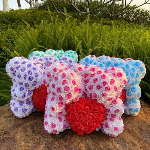 Valentines Day Gift 30cm Red Rose Teddy Bear Rose Flower Artificial Decoration Christmas Gifts Mother‘s Day ’Day Gift