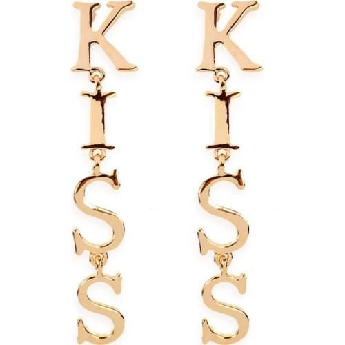 Gilded Kiss Letters Earrings Women Earrings Banquet Couple Wedding Earrings Fashion Charm Jewelry Give Girlfriend Birthday Gift