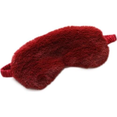 Fluffy Plush Nap Eye Mask Solid Color Eyeshade Cover Satin Back Travel Blindfold
