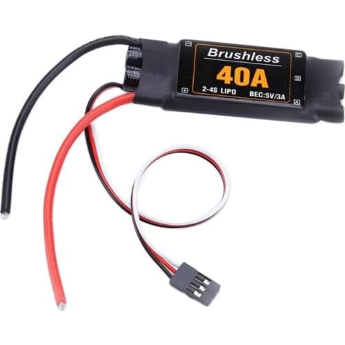 RC ESC, 40A 2-4S Brushless Electronic Speed Controller with UBEC, Battery Low Voltage Protection for RC Drone Airplane