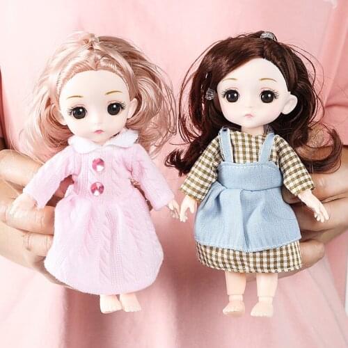 BJD Dolls 16CM BJD Doll Full Set Ball Jointed Dolls with Clothes Outfit Shoes Wig Hair Makeup Best Gift for Girls