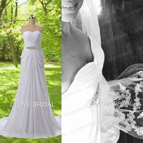 Vintage Vestido De Noiva Simple Elegant Strapless Sweetheart Bohemia Chiffon Wedding Dress Beach Bridal Gown Cheap